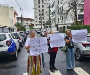 Coletivo feminino cobra justiça por vítima de feminicídio em Santos.