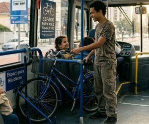 Bicicleta dentro do &ocirc;nibus? Essa pode ser a nova alternativa para voc&ecirc; chegar ao trabalho
.