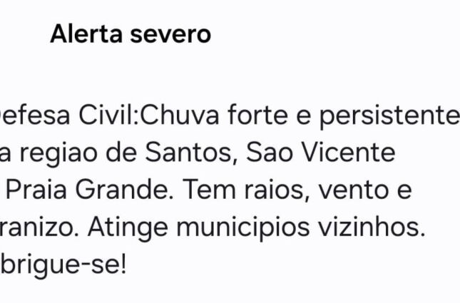 AGORA: Defesa Civil emite aviso de risco m&aacute;ximo para a Baixada Santista