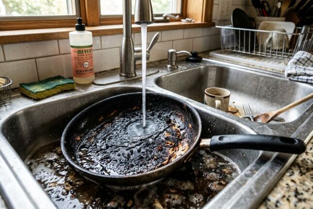 Panela velha e queimada? O truque simples com sal que solta a crosta sem precisar esfregar