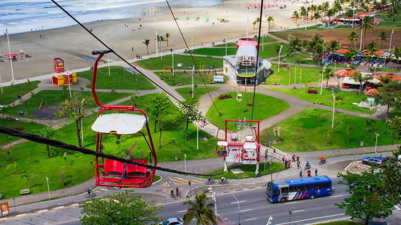 Famoso teleférico que tem vista para toda a orla do Itararé / Divulgação/PMSV