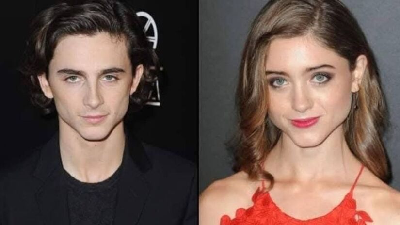 Os atores Timothée Chamalet e Natalia Dyer (Reprodução/Redes Sociais)