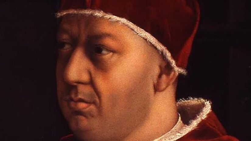 Leão X foi Papa entre 1513 e 1521, sendo o primeiro a ser eleito na Capela Sistina com apenas 37 anos. Durante o pontificado de Leão X, Martinho Lutero foi excomungado formalmente e o movimento protestante foi criado na Escandinávia. / Crédito: Domínio Público