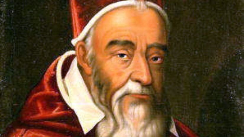 Leão XI foi Papa por apenas 26 dias, entre 10 de abril 1605 e 27 de abril de 1605, sendo chamado, por causa disso, de Papa Relâmpago. Morreu vítima de fadiga e frio na cerimônia de posse da Arquibasílica de São João de Latrão em 17 de abril, começando a ter febre já no dia seguinte. / Crédito: Domínio Público