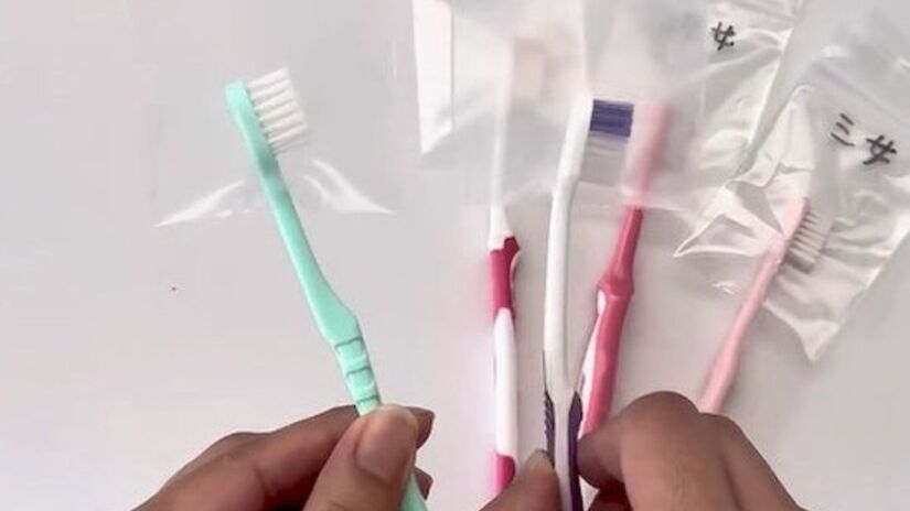 Com apenas isso, você pode criar um estojo higiênico para escovas de dentes que pode levar para qualquer lugar. O estojo com zíper tem a espessura ideal para proteger as escovas. Crédito: reprodução 