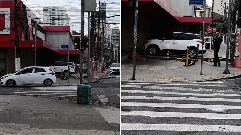 Santos: Placas do Super Centro Boqueirão também se soltaram e caíram / Thiago Antunes/Arquivo Pessoal