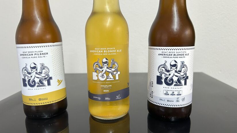 Empresário santista criou cerveja sem álcool enriquecida com vitamina C e palatinose, exclusiva para atletas (Foto: Júlia Macedo/DL)