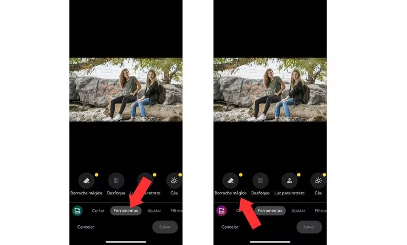No editor do Google Fotos, você seleciona o que quer remover, desenhando sobre o objeto ou pessoa  e pronto!