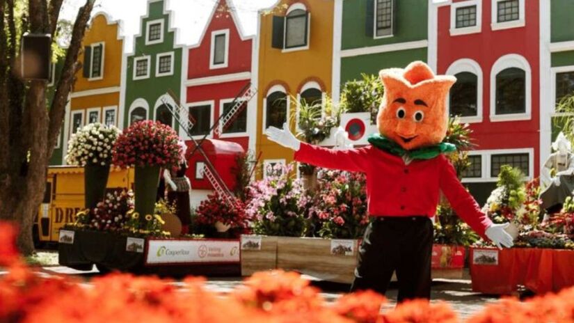 Chuva de Pétalas, momento em que milhares de pétalas caem sobre o público é um dos momentos mais especiais da Expoflora/ Divulgação