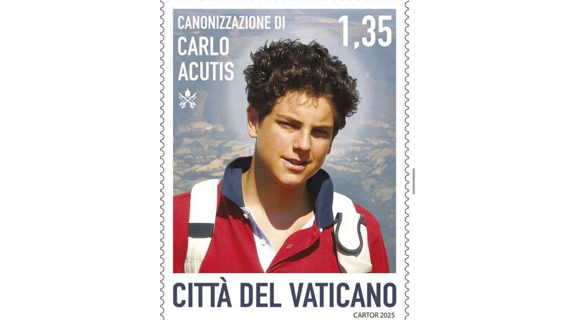 Selo comemorativo de Carlo Acutis para sua canonização - Reprodução/Vatican News