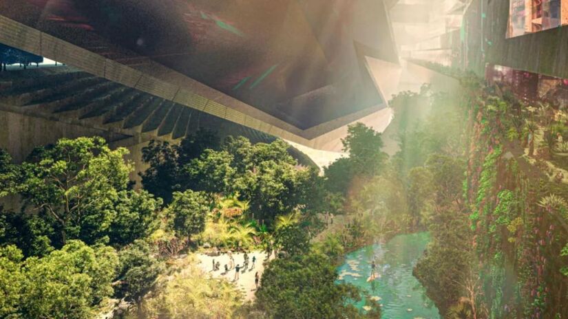 Sustentabilidade é destaque para a construção do prédio The Line - Divulgação/Neom