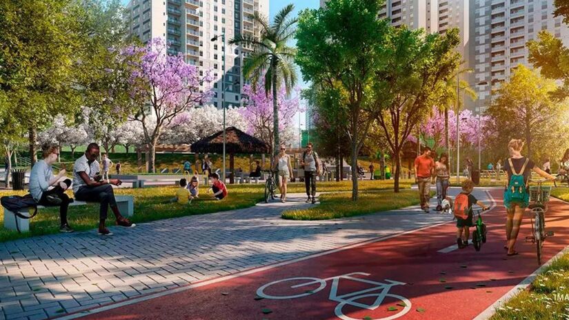 O condomínio conta com uma ampla linha de ciclovia - Divulgação/ReservaRaposa