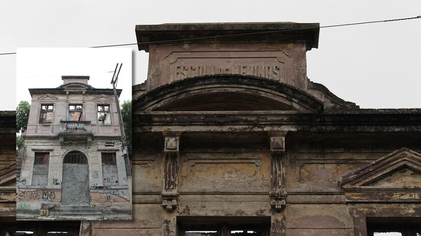 Fachada da antiga Escola de Meninos, atualmente lacrada e sem visitação após um incêndio criminoso que comprometeu a estrutura/ CapozziBruno/Wikimedia Commons