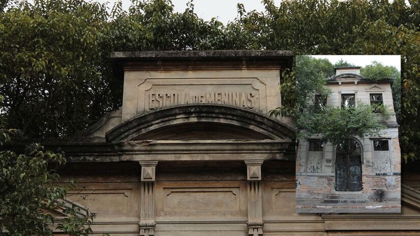 Fachada da Escola de Meninas, um dos prédios originais da Vila Maria Zélia que hoje se encontra em ruínas/ CapozziBruno/Wikimedia Commons