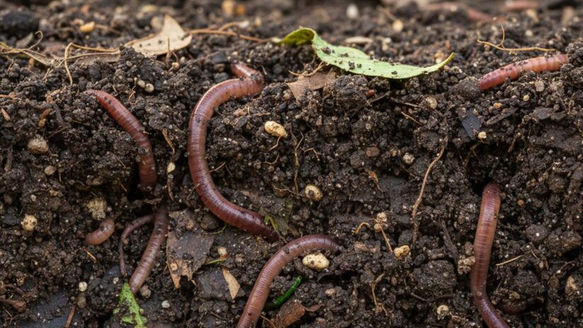 Além de nutrir, o café atrai minhocas, fundamentais para oxigenar e arejar o solo do jardim/ Gerada po IA/Gamini