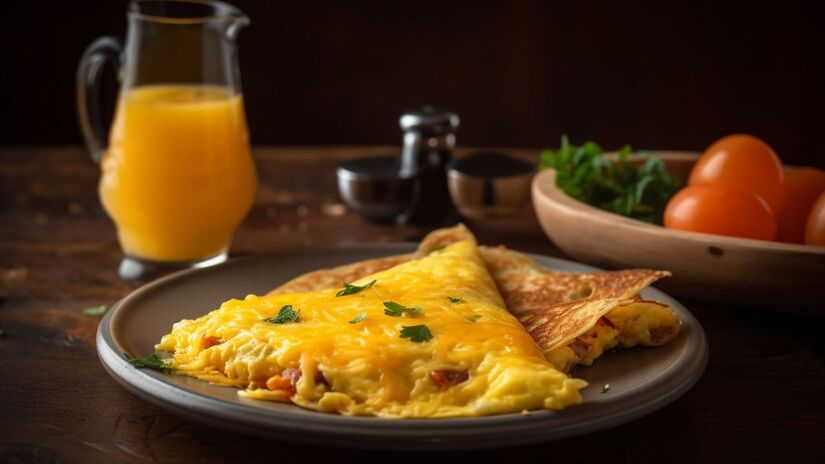 Legumes deixam sua omelete com mais cor e crocância, além de deixar a refeição mais completa/ Gerada por IA/vecstock/Freepik

