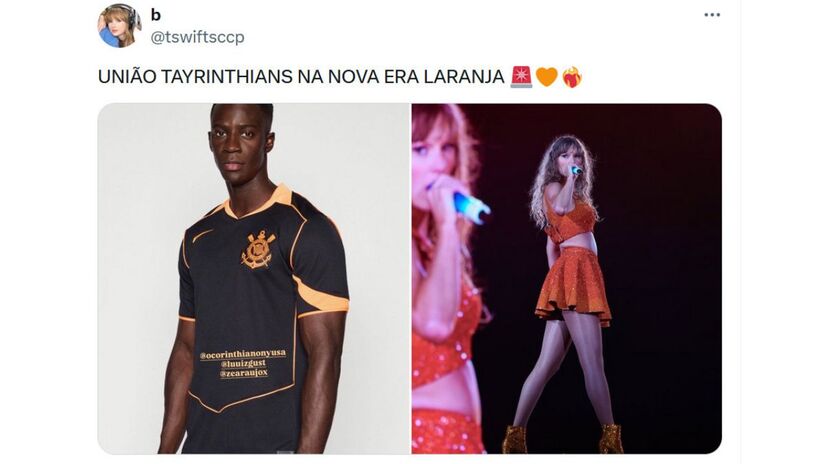 Até as cores da nova camisa do Corinthians foram associadas ao figurino da cantora em sua turnê, que destaca as cores de seu novo albúm/ Reprodução