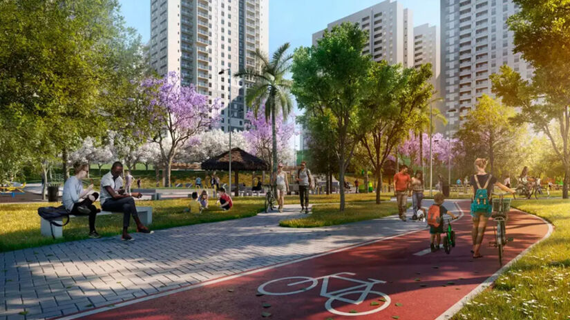Areas de lazer, ciclovias e até jardins de chuva / Divulgação/Reserva Raposo