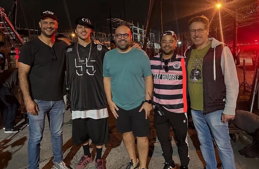 Equipe da Secretaria de Cultura de Cubatão esteve no set do filme 'Se Não Eu Quem Vai Fazer Você Feliz" (Foto: Reprodução/Instagram)