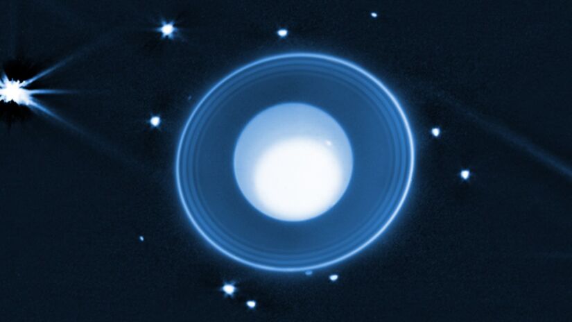 Nova Lua descoberta orbitando Urano usando o telescópio Webb / NASA, ESA, CSA, STScI, M. El Moutamid (SwRI), M. Hedman (Universidade de Idaho)