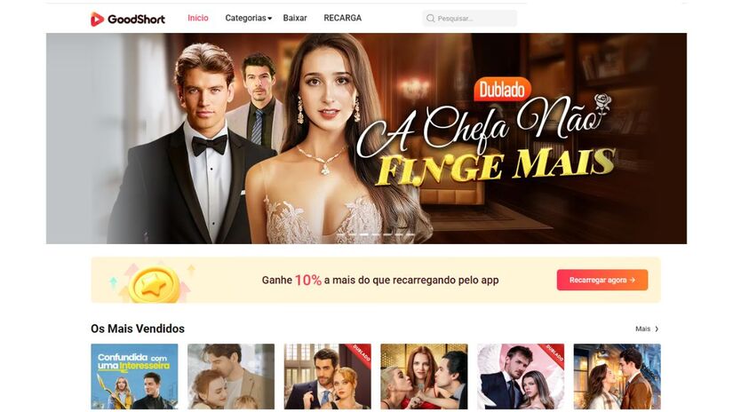 GoodShort, um dos aplicativos mais populares, aposta em histórias dubladas para atrair o público global/ Plataforma GoodShort