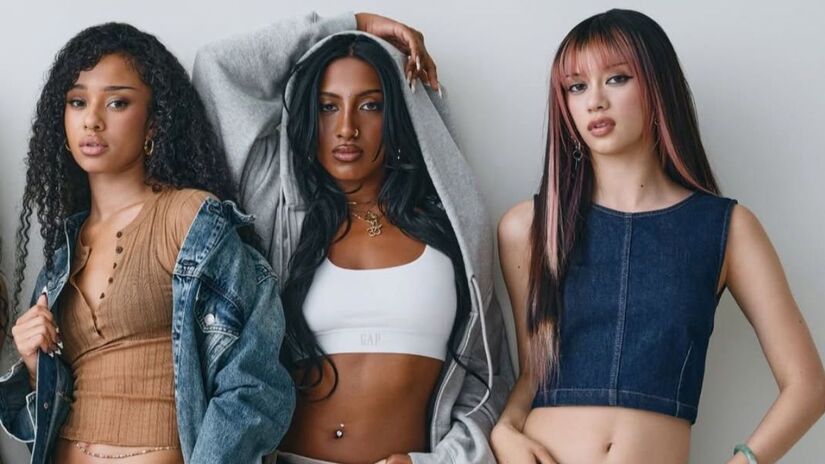 Yoonchae, Sophia e Daniela do Katseye para a GAP - Divulgação/GAP