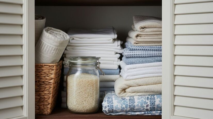 Junto das roupas de cama, ele evita que lençóis e toalhas fiquem úmidos ou com cheiro de guardado/ Gerada por IA/Gemini
