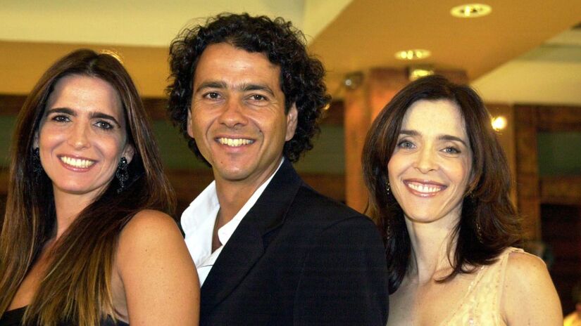 Marcos Palmeira como Fernando Amorim em Celebridade (2003). Na trama, o ator contracenou com Malu Mader (Maria Clara) e Deborah Evelyn (Beatriz). (Acervo/Globo)