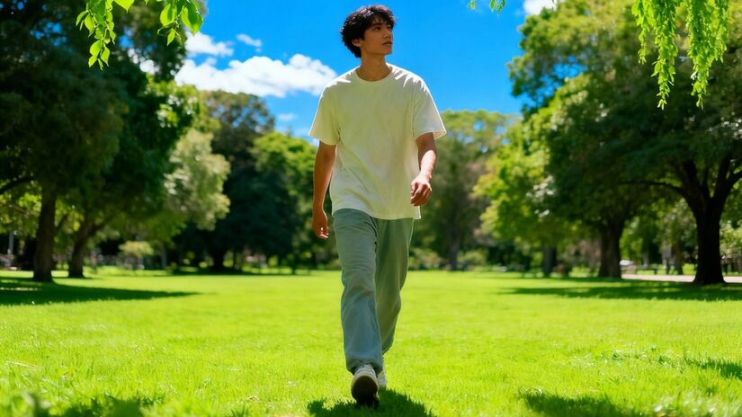 A caminhada ao ar livre traz benefícios para o corpo e para a mente / Imagem gerada por IA