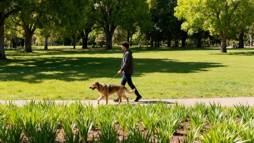 Outra possibilidade é fazer a caminhada enquanto leva os pets para caminhar / Imagem gerada por IA