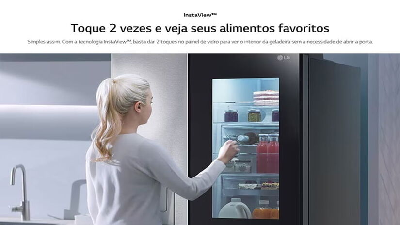 Neste primeiro momento, a unidade será responsável apenas pela fabricação de geladeiras com a tecnologia Instaview, que permite olhar o interior do equipamento por meio de um display na porta (LG/Divulgação)