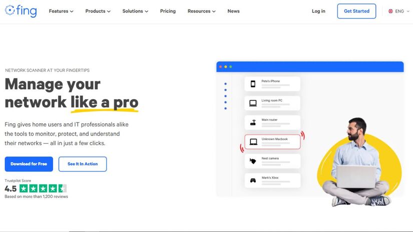 Fing  Interface moderna e intuitiva que identifica automaticamente todos os dispositivos conectados à rede doméstica/ Reprodução Fing