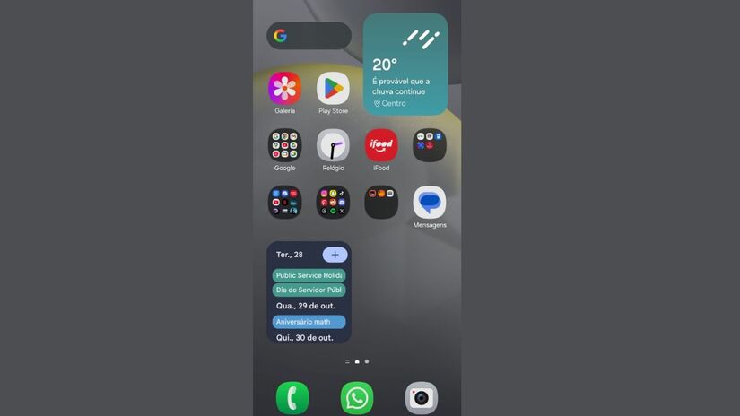 Tela inicial  Acesse o menu principal do seu celular/ Diário do Litoral