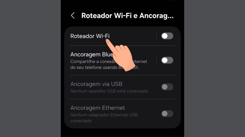 Roteador Wi-Fi  Toque sobre o texto para abrir os ajustes detalhados/ Diário do Litoral