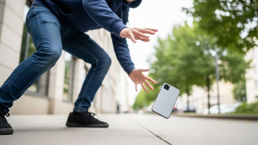 O impacto causou apenas um pequeno corte lateral no aparelho, sem comprometer seu funcionamento