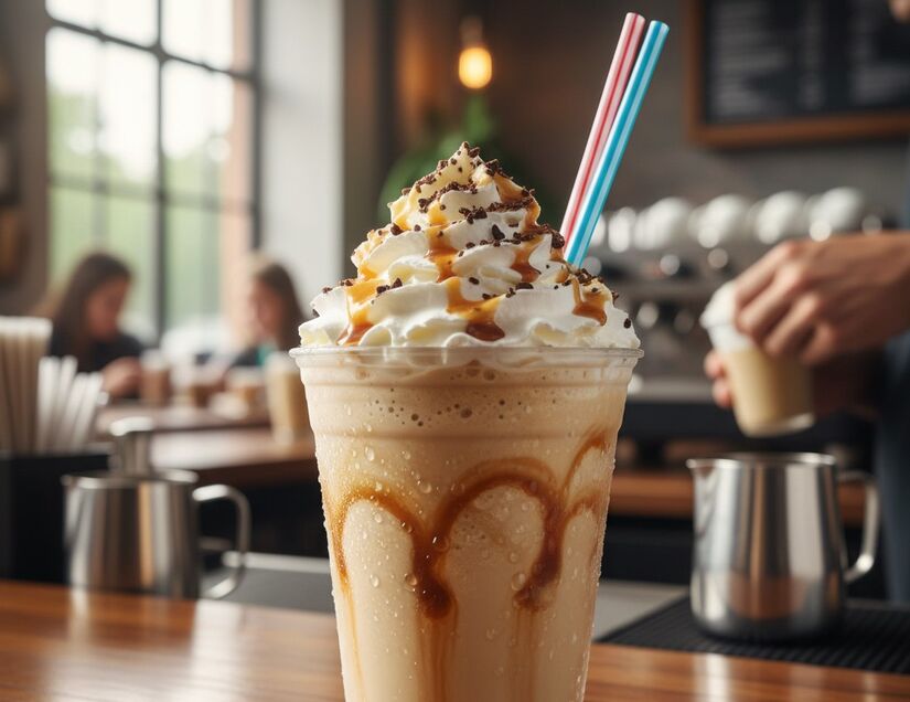 Já o frappuccino é rico em corantes e açúcar saturado - Imagem gerada por IA/Google Gemini