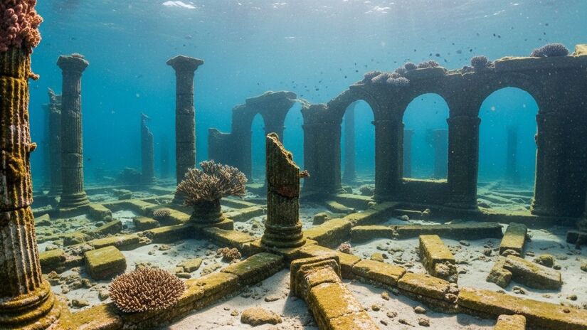 Apenas imagens de baixa resolução mantêm vivo o mistério das estruturas submersas / Imagem ilustrativa gerada por IA