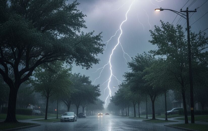 Nunca se abrigue debaixo de árvores durante uma tempestade com raios - Foto gerada por IA/Gemini