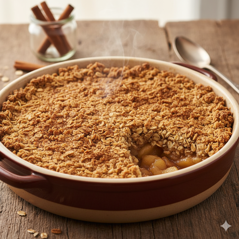 Crumble de maçã e aveia - IA/Gemini