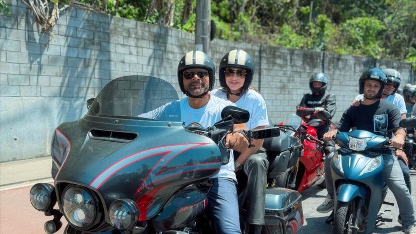 Neymar Pai marcou presença na motociata (NR Sports/Divulgação)