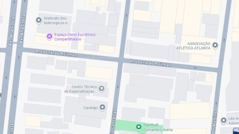 Esta é a localização exata da rua Leonardo Roitman/Reprodução/Google Maps