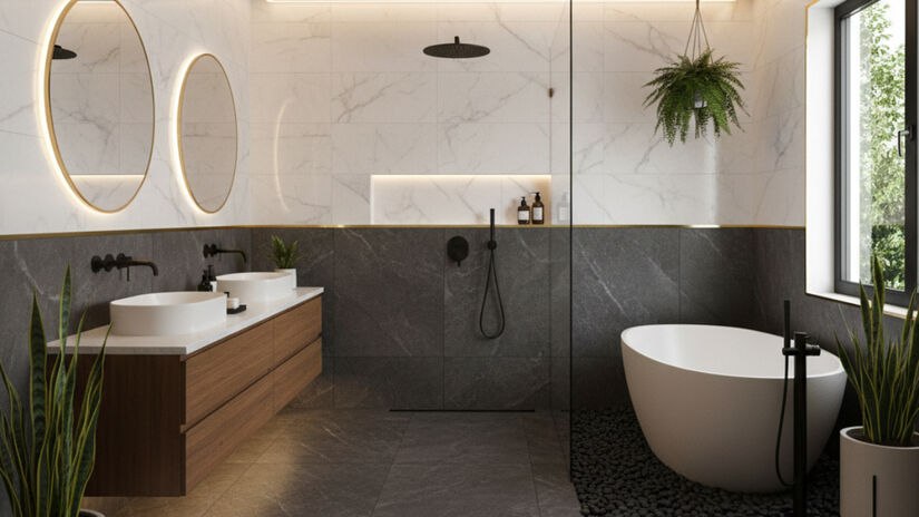 Em 2026, os chuveiros abertos prometem assumir de vez o protagonismo nos projetos de banheiro, unindo design, conforto e respeito à natureza/Imagem gerada por IA