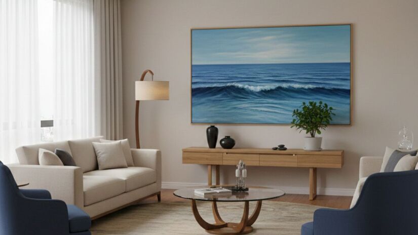 O mar é em movimento, é usado no feng shui para atrair força, fluidez e abundância para os ambientes sociais da casa/ Gerado por IA/Gemini