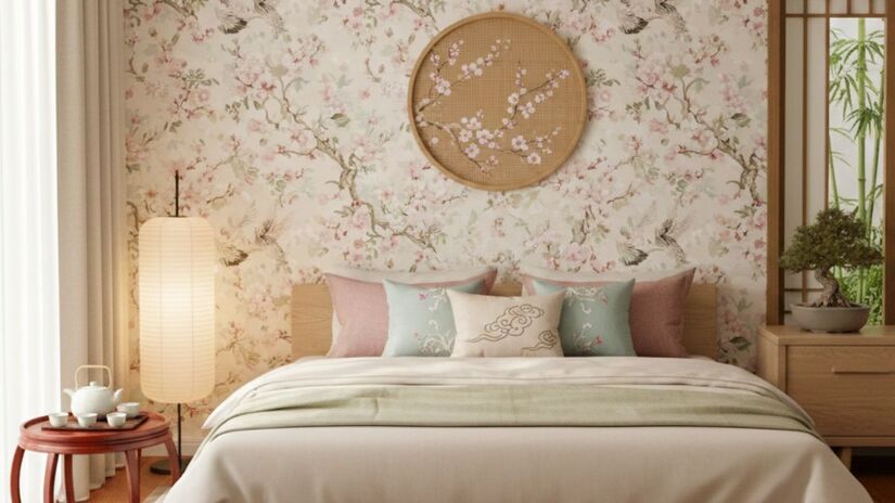 Padrões florais delicados reforçam a energia do amor no quarto do casal e favorecem relações mais equilibradas e afetuosas/ Gerado por IA/Gemini