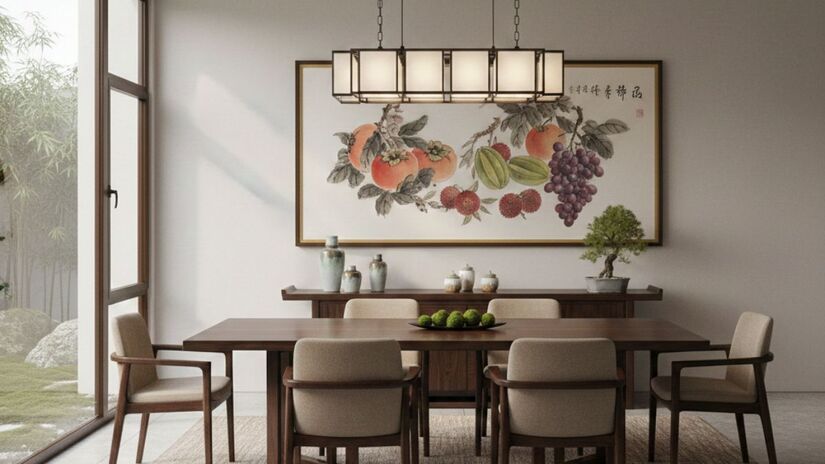 Pintura de frutas frescas que simbolizam saúde, vitalidade e fartura, ideal para decorar a sala de jantar e fortalecer boas oportunidades/ Gerado por IA/Gemini