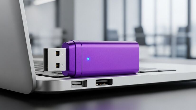Ferramenta simples e confiável, o pendrive roxo continua sendo uma solução eficaz para backups rápidos / ImageFX/Gerada por IA