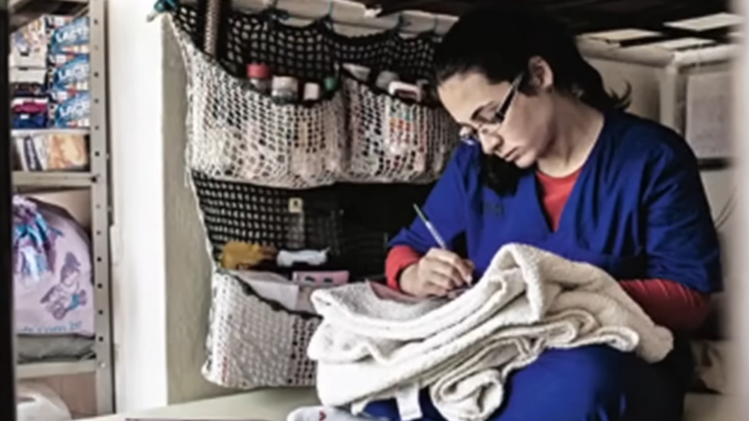 Foto de Anna Carolina Jatobá na ala feminina da penitenciária de Tremembé, e demontra a similaridade com a recriada pela série/ Reprodução Youtube/Inteligência Ltda