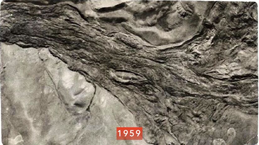 Foto aérea da formação em 1959, ano em que o capitão İlhan Durupınar reconheceu o formato semelhante ao casco de um barco/ Noahsarkscans.com