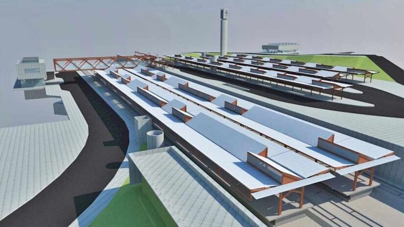 Projeto arquitetônico da futura estação Gabriela Mistral, que substituirá oficialmente o nome Tiquatira na Linha 2-Verde/ Divulgação/Metrô CPTM