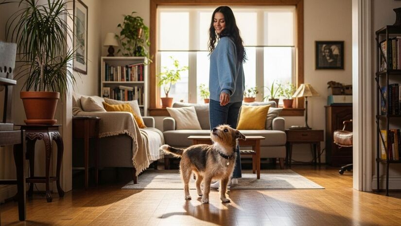 Estar perto do tutor transmite ao cão uma sensação de confiança, estabilidade e bem-estar